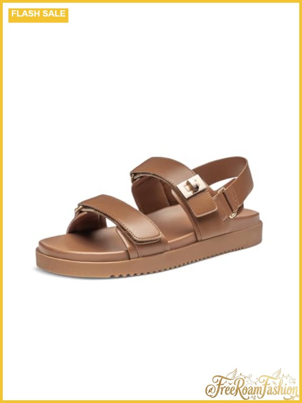 Womens Flat Sandals Leather Adjustable Back Strap Slingback Comfort Footbed